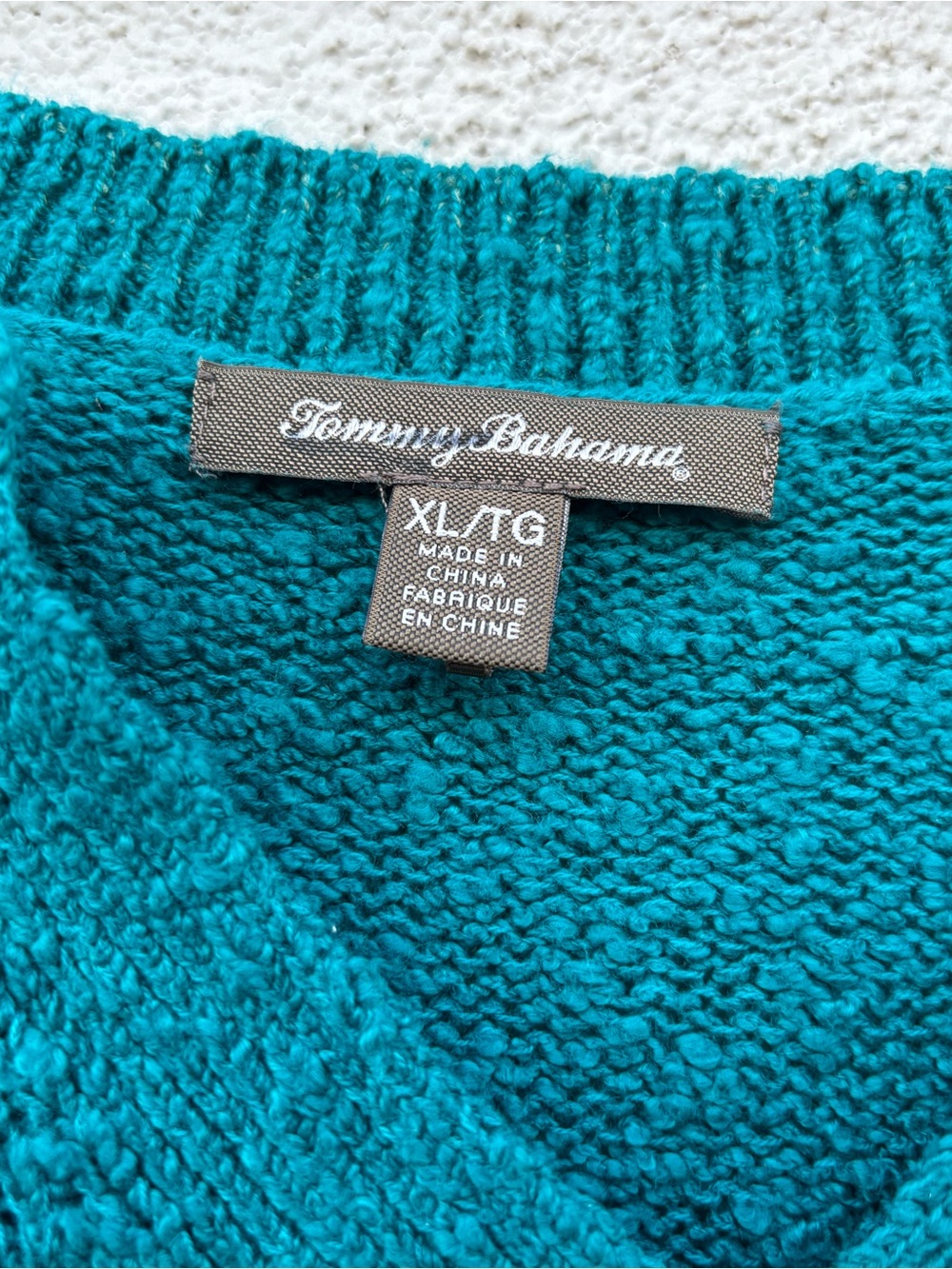 Tommy Bahama Women’s Teal V-Neck Sweater - Picture 3 of 4